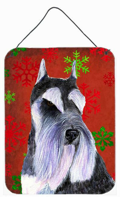 Schnauzer Red Snowflakes Holiday Christmas Wall or Door Hanging Prints by Caroline's Treasures