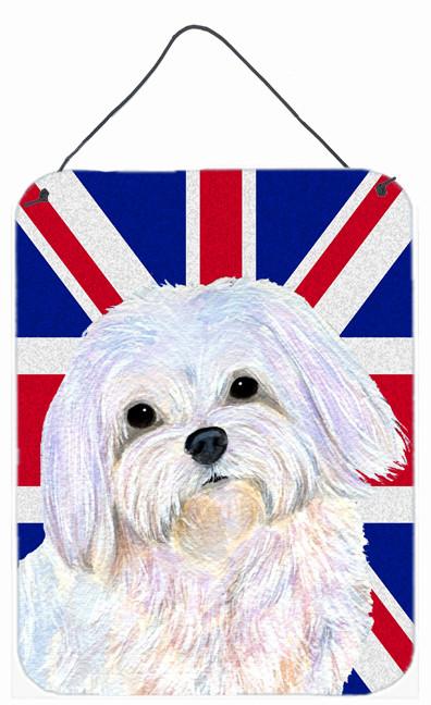 Maltese with English Union Jack British Flag Wall or Door Hanging Prints SS4924DS1216 by Caroline&#39;s Treasures