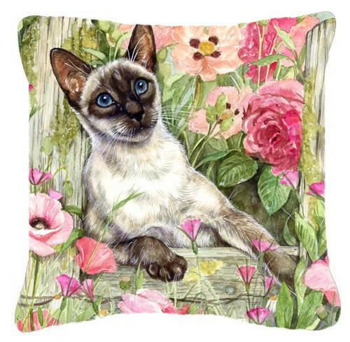 Siamese cat in the Roses Canvas Decorative Pillow CDCO0033PW1414 - the-store.com