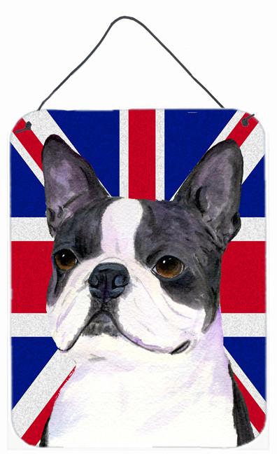 Boston Terrier with English Union Jack British Flag Wall or Door Hanging Prints SS4958DS1216 by Caroline&#39;s Treasures