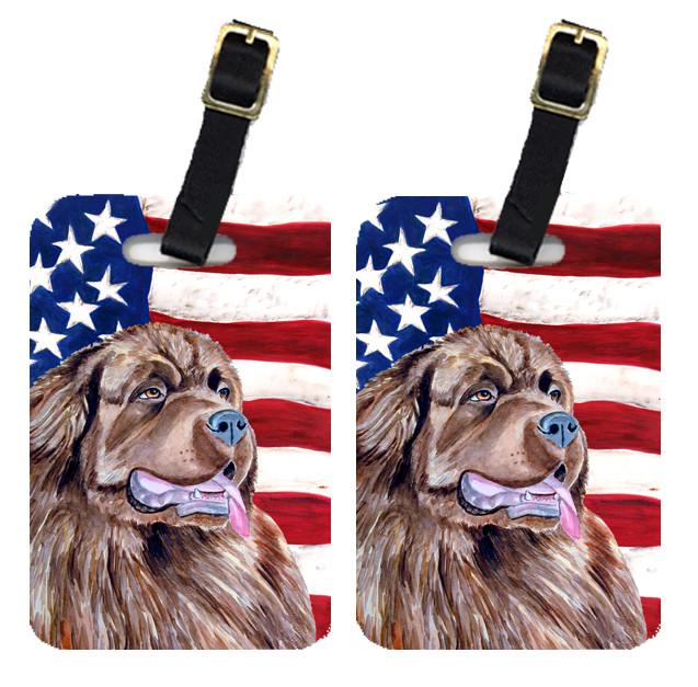 Pair of USA American Flag with Newfoundland Luggage Tags LH9024BT by Caroline&#39;s Treasures