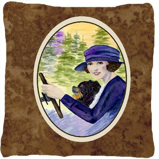 Lady driving with her Pomeranian Decorative   Canvas Fabric Pillow by Caroline&#39;s Treasures
