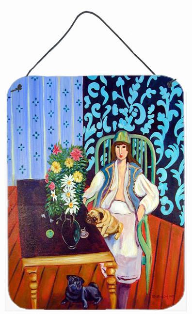 Lady with her Pug Aluminium Metal Wall or Door Hanging Prints by Caroline&#39;s Treasures