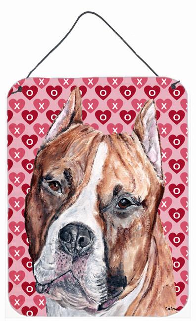 Staffordshire Bull Terrier Staffie Hearts and Love Wall or Door Hanging Prints SC9704DS1216 by Caroline's Treasures