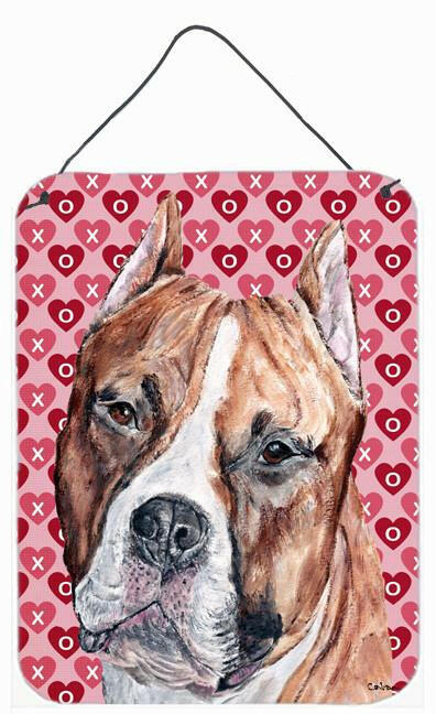 Staffordshire Bull Terrier Staffie Hearts and Love Wall or Door Hanging Prints SC9704DS1216 by Caroline&#39;s Treasures