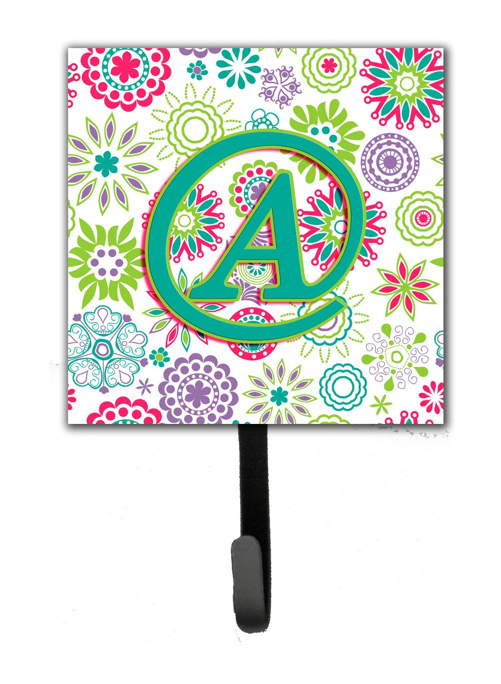 Letter A Flowers Pink Teal Green Initial Leash or Key Holder CJ2011-ASH4 by Caroline&#39;s Treasures