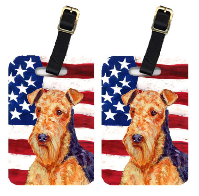 Pair of USA American Flag with Airedale Luggage Tags LH9005BT by Caroline&#39;s Treasures