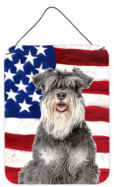 USA American Flag with Schnauzer Wall or Door Hanging Prints KJ1157DS1216 by Caroline's Treasures