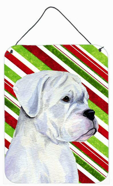 Boxer Candy Cane Holiday Christmas Aluminium Metal Wall or Door Hanging Prints by Caroline's Treasures