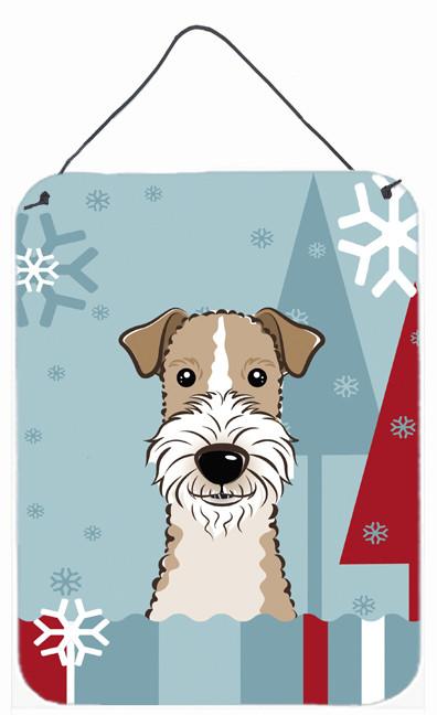 Winter Holiday Wire Haired Fox Terrier Wall or Door Hanging Prints BB1743DS1216 by Caroline&#39;s Treasures