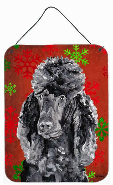 Black Standard Poodle Red Snowflakes Holiday Wall or Door Hanging Prints SC9746DS1216 by Caroline&#39;s Treasures