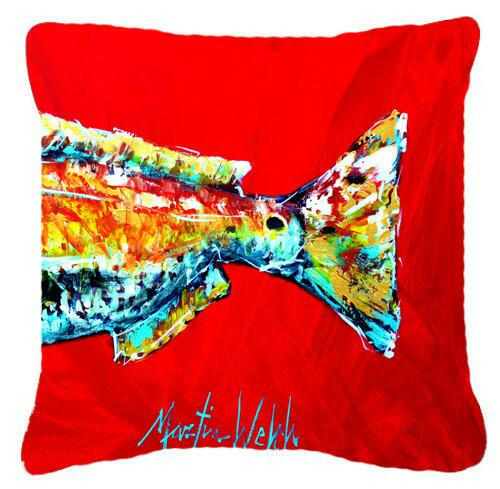 Red Fish Alphonzo Tail Canvas Fabric Decorative Pillow MW1141BPW1414 by Caroline's Treasures