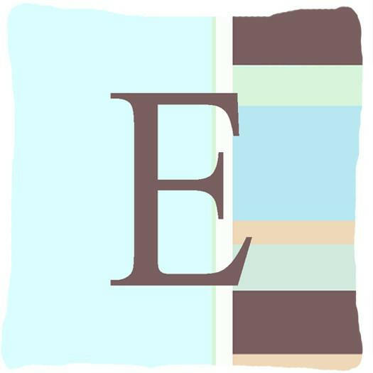 Letter E Initial Monogram - Blue Stripes Decorative   Canvas Fabric Pillow - the-store.com