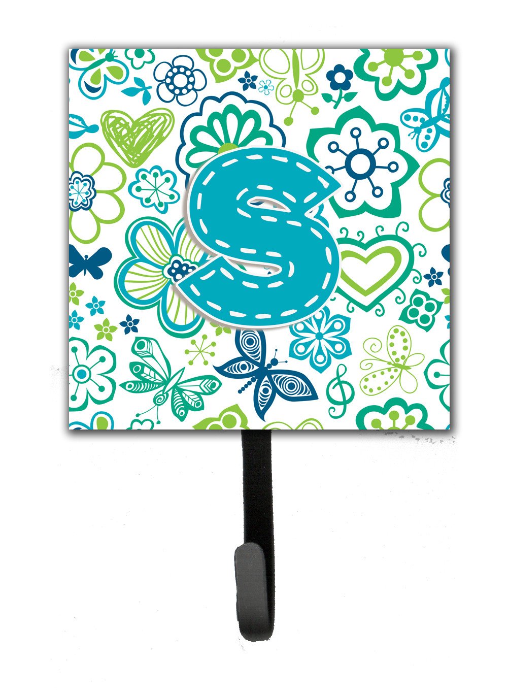 Letter S Flowers and Butterflies Teal Blue Leash or Key Holder CJ2006-SSH4 by Caroline&#39;s Treasures