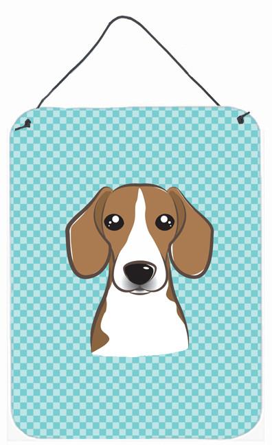 Checkerboard Blue Beagle Wall or Door Hanging Prints BB1177DS1216 by Caroline&#39;s Treasures