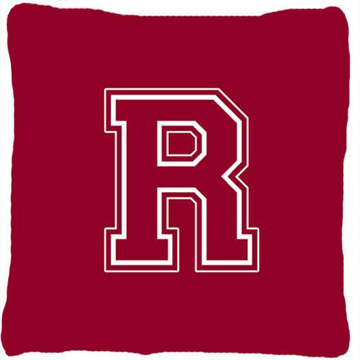 Monogram Initial R Maroon and White Decorative   Canvas Fabric Pillow CJ1032 - the-store.com