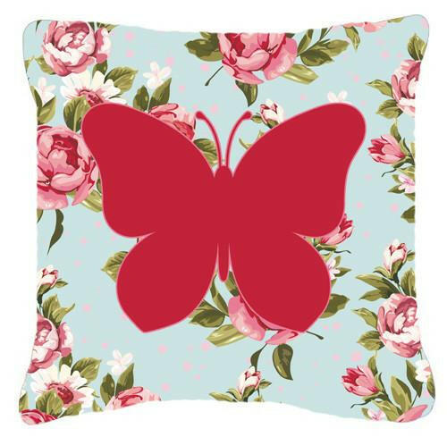 Butterfly Shabby Chic Blue Roses   Canvas Fabric Decorative Pillow BB1047 - the-store.com