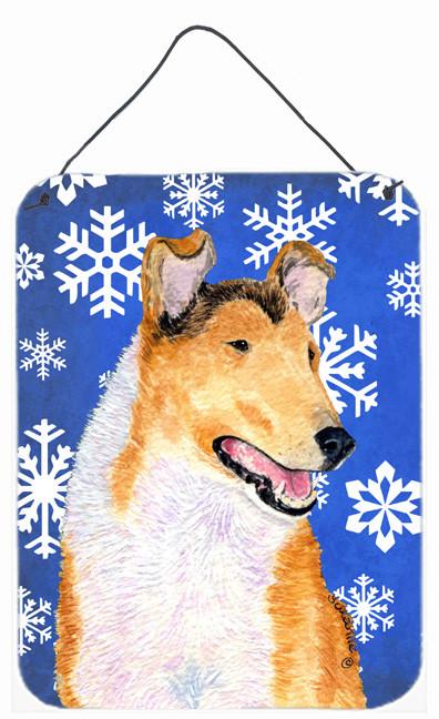 Collie Smooth Winter Snowflakes Holiday Wall or Door Hanging Prints by Caroline's Treasures