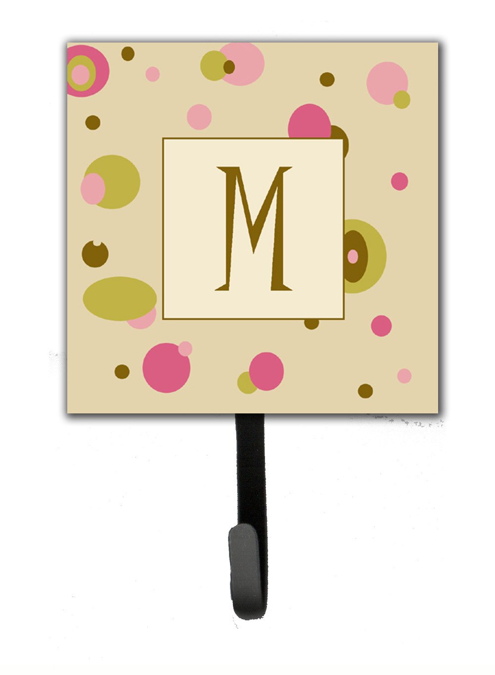 Letter M Initial Monogram - Tan Dots Leash Holder or Key Hook by Caroline's Treasures