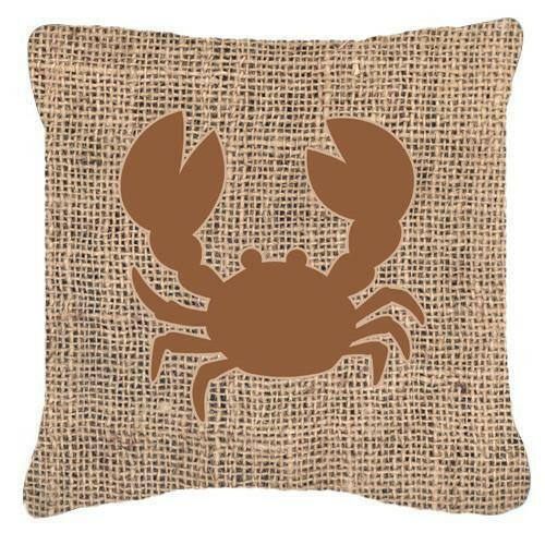 Crab Burlap and Brown   Canvas Fabric Decorative Pillow BB1104 - the-store.com
