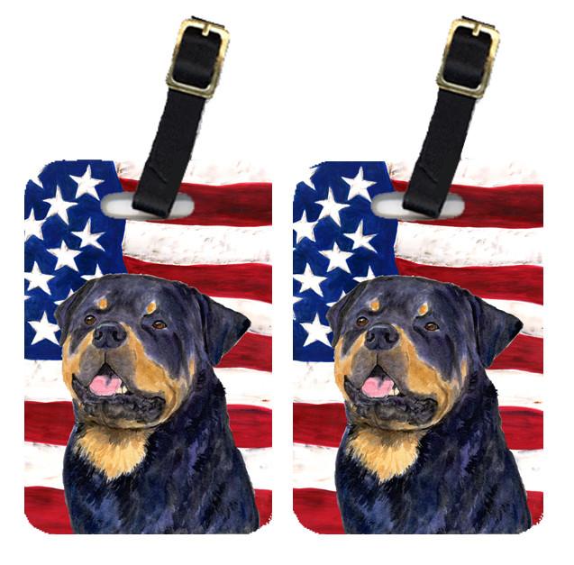 Pair of USA American Flag with Rottweiler Luggage Tags SS4009BT by Caroline&#39;s Treasures