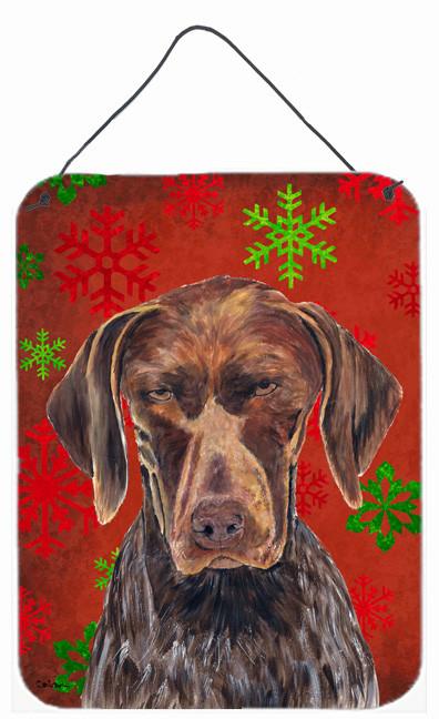 German Shorthaired Pointer Red Snowflakes Christmas Wall or Door Hanging Prints by Caroline&#39;s Treasures