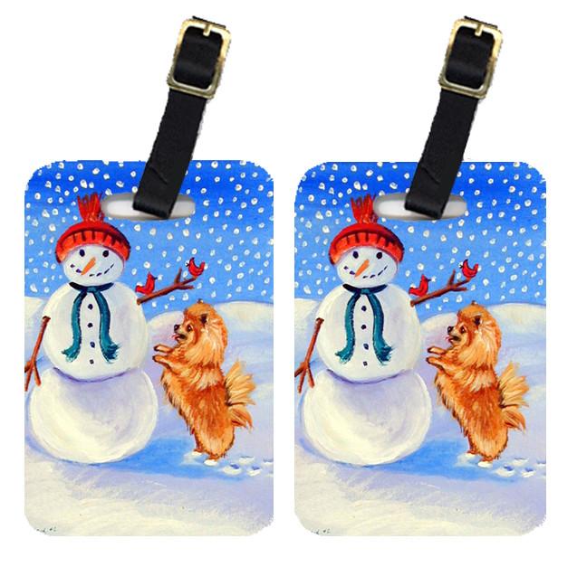 Snowman with Pomeranian Luggage Tags Pair of 2 by Caroline&#39;s Treasures