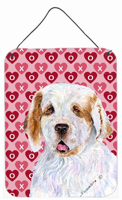 Clumber Spaniel Hearts Love and Valentine&#39;s Day Wall or Door Hanging Prints by Caroline&#39;s Treasures