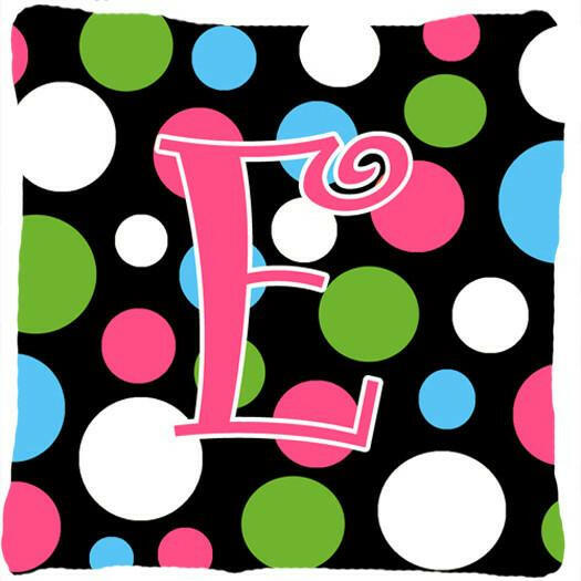 Monogram Initial E Polkadots and Pink Decorative   Canvas Fabric Pillow CJ1038 - the-store.com