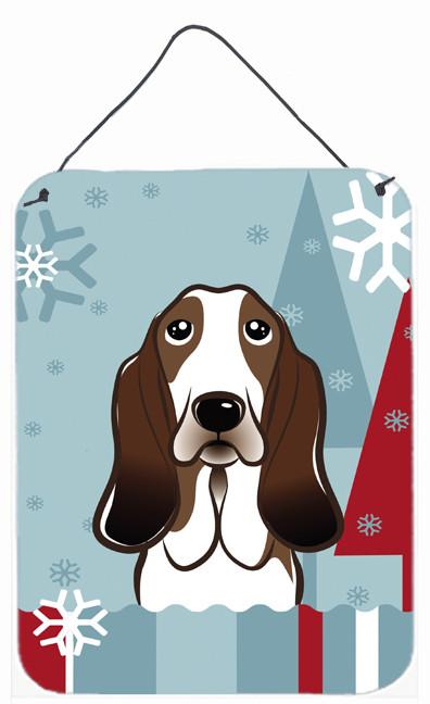 Winter Holiday Basset Hound Wall or Door Hanging Prints BB1739DS1216 by Caroline&#39;s Treasures