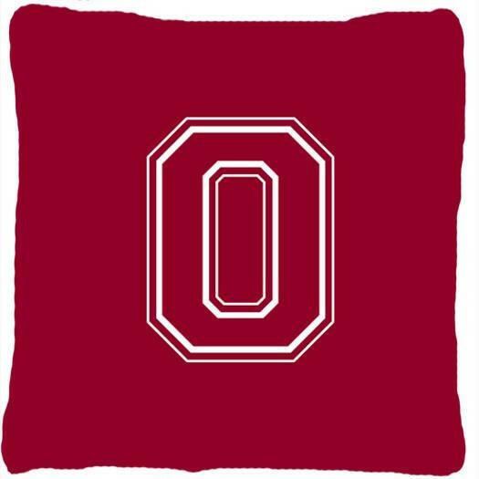 Monogram Initial O Maroon and White Decorative   Canvas Fabric Pillow CJ1032 - the-store.com