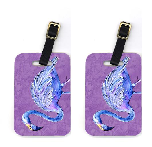 Pair of Flamingo on Purple Luggage Tags by Caroline&#39;s Treasures