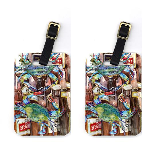 Pair of Blue Crabby New Orleans Beer Bottles Luggage Tags by Caroline&#39;s Treasures