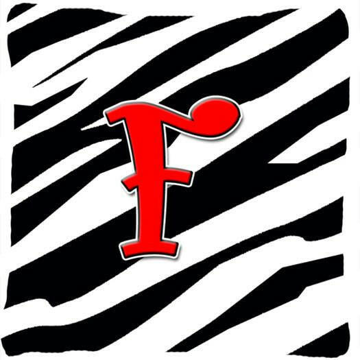 Monogram Initial F Zebra Red Decorative   Canvas Fabric Pillow CJ1024 - the-store.com