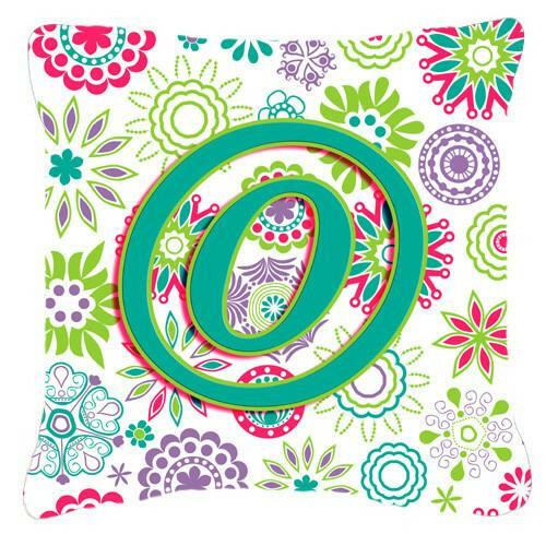 Letter O Flowers Pink Teal Green Initial Canvas Fabric Decorative Pillow CJ2011-OPW1414 by Caroline&#39;s Treasures