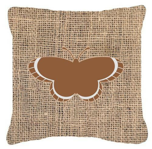 Butterfly Burlap and Brown   Canvas Fabric Decorative Pillow BB1039 - the-store.com