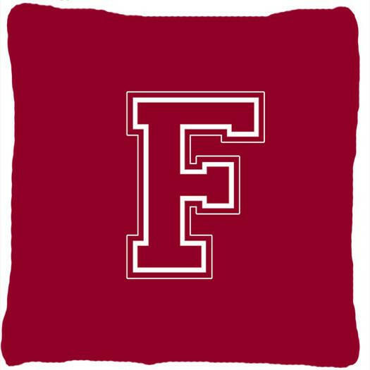 Monogram Initial F Maroon and White Decorative   Canvas Fabric Pillow CJ1032 - the-store.com