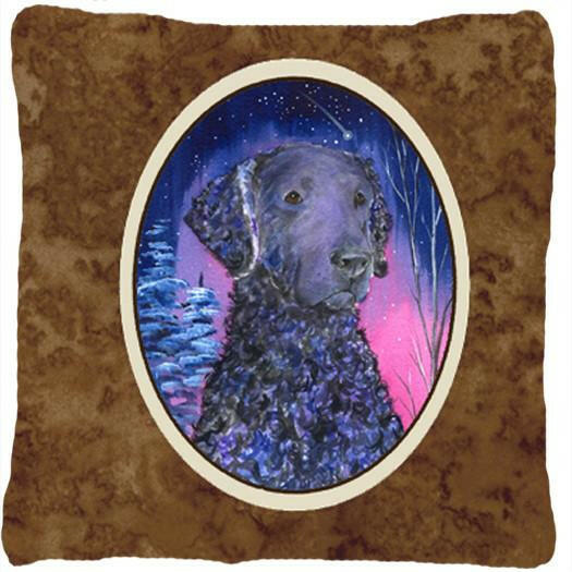 Starry Night Curly Coated Retriever Decorative   Canvas Fabric Pillow by Caroline&#39;s Treasures