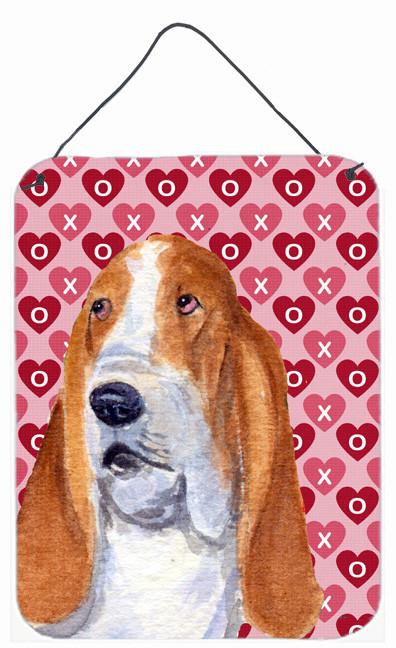 Basset Hound Hearts Love and Valentine's Day Wall or Door Hanging Prints by Caroline's Treasures