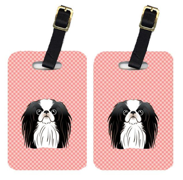 Pair of Checkerboard Pink Japanese Chin Luggage Tags BB1230BT by Caroline's Treasures