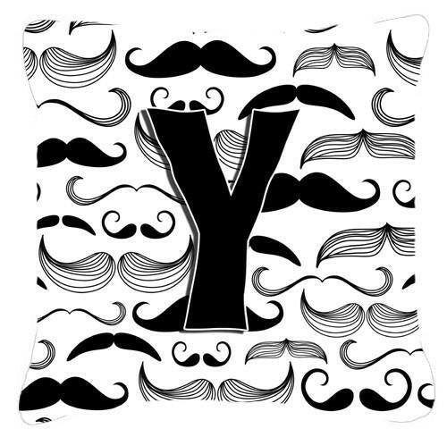 Letter Y Moustache Initial Canvas Fabric Decorative Pillow CJ2009-YPW1414 by Caroline&#39;s Treasures