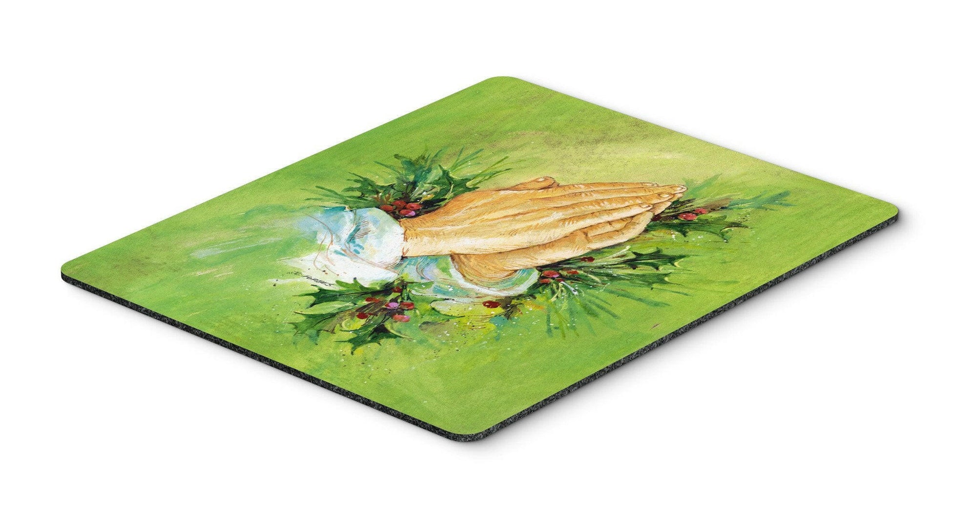 Praying Hangs with Holly Leaves Mouse Pad, Hot Pad or Trivet AAH5985MP by Caroline's Treasures