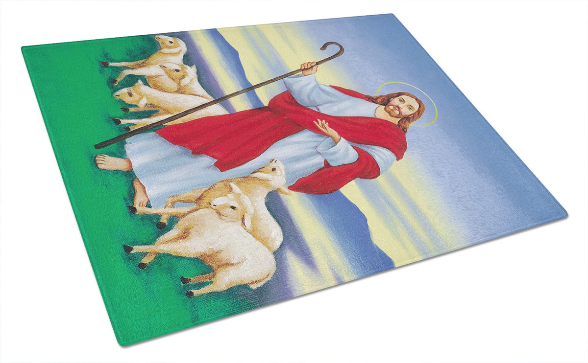 Jesus The Good Shepherd Glass Cutting Board Large AAH6876LCB by Caroline&#39;s Treasures