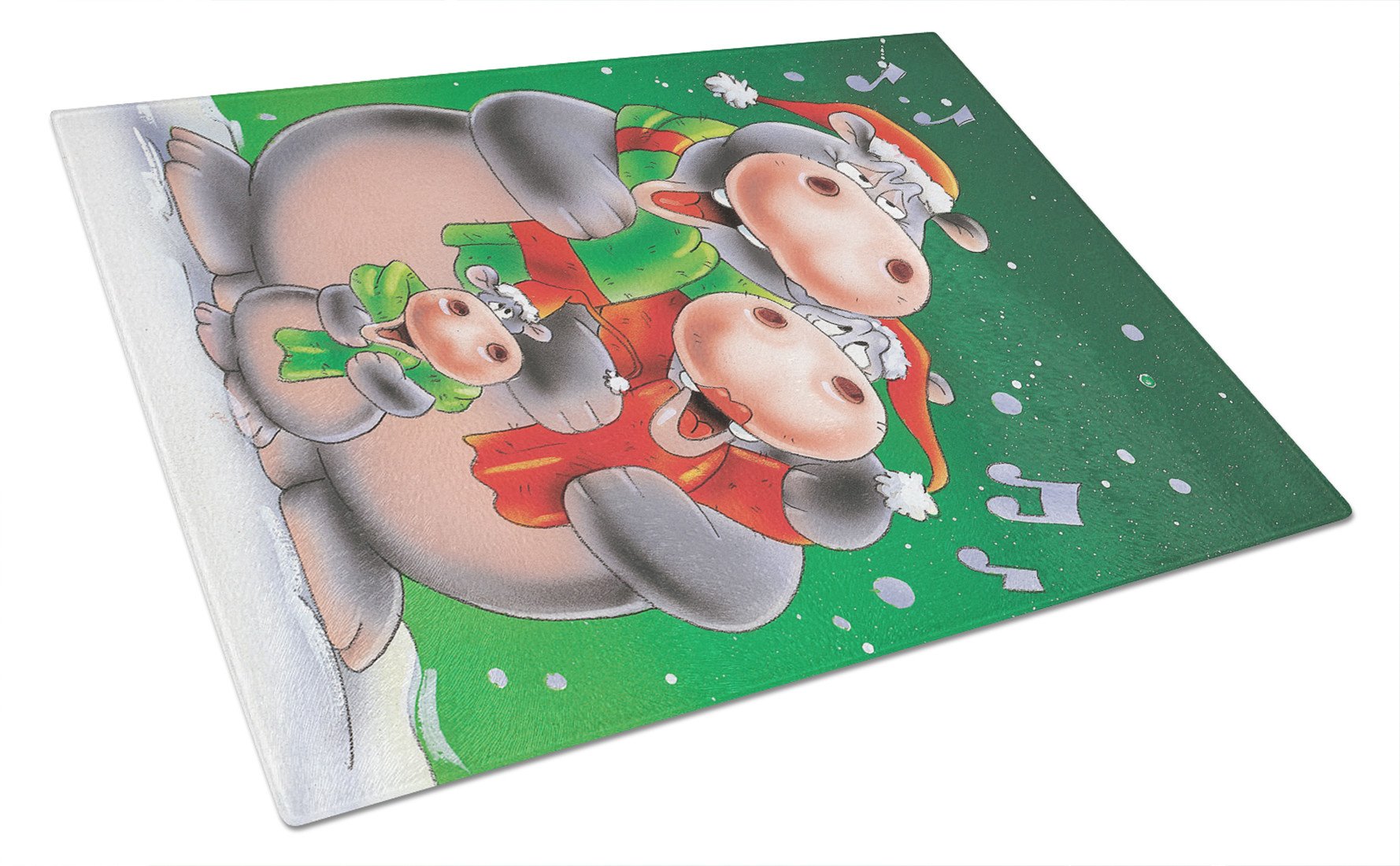 Hippo Family Caroling Glass Cutting Board Large AAH7195LCB by Caroline's Treasures