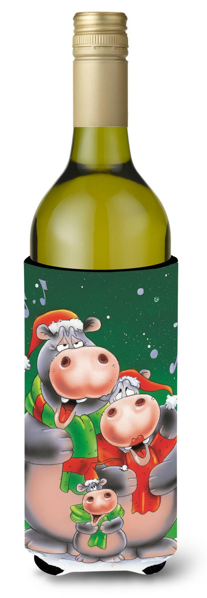 Hippo Family Caroling Wine Bottle Beverage Insulator Hugger AAH7195LITERK by Caroline&#39;s Treasures