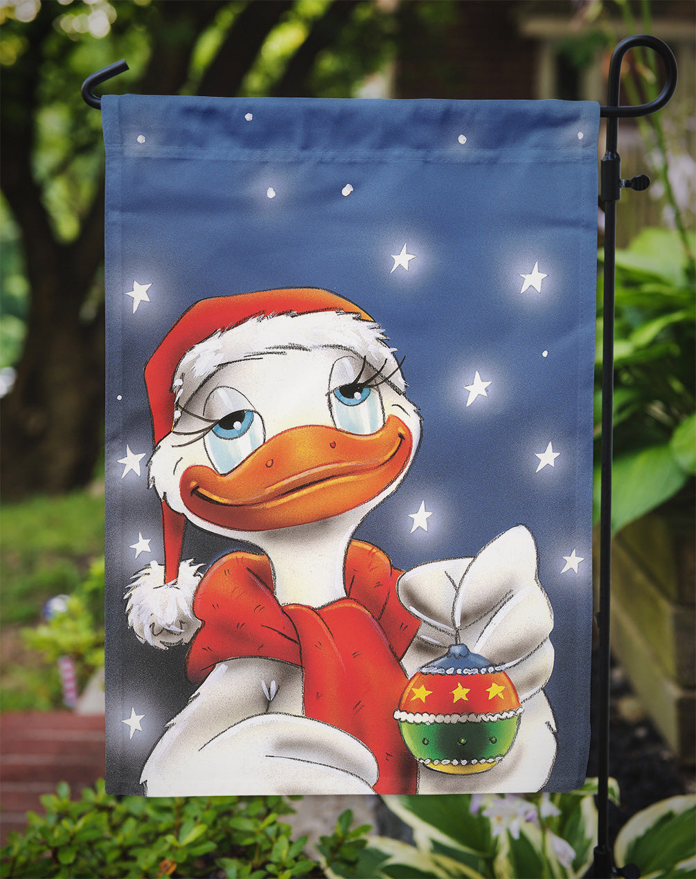 Duck with Christmas Ornament Flag Garden Size AAH7196GF