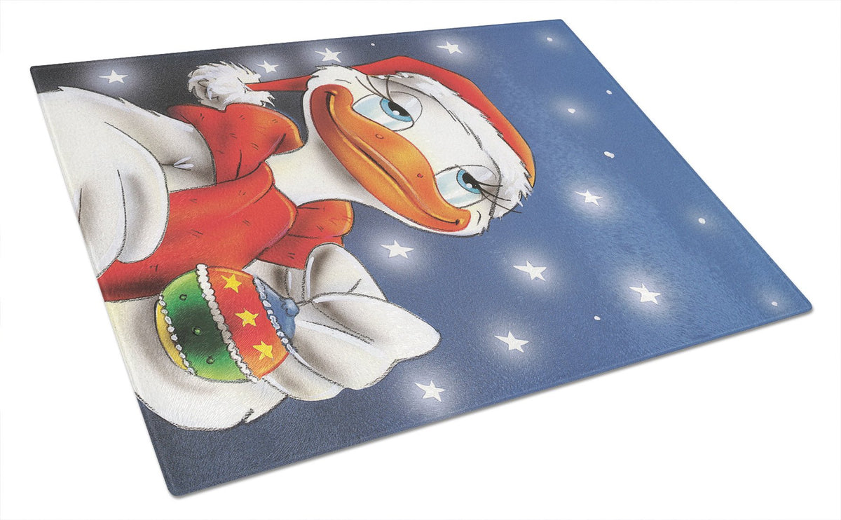 Duck with Christmas Ornament Glass Cutting Board Large AAH7196LCB by Caroline&#39;s Treasures