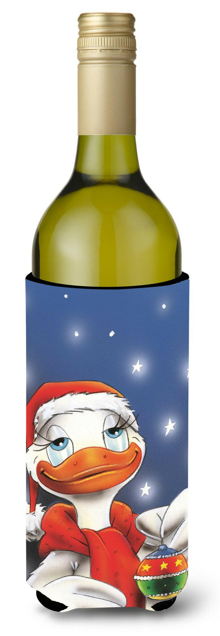 Duck with Christmas Ornament Wine Bottle Beverage Insulator Hugger AAH7196LITERK by Caroline&#39;s Treasures
