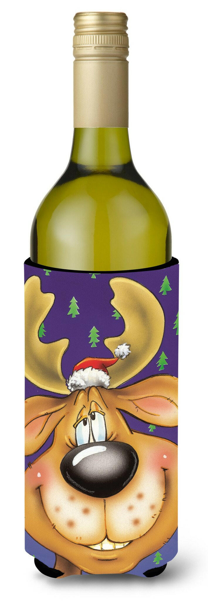 Comic Reindeer Wine Bottle Beverage Insulator Hugger AAH7198LITERK by Caroline's Treasures