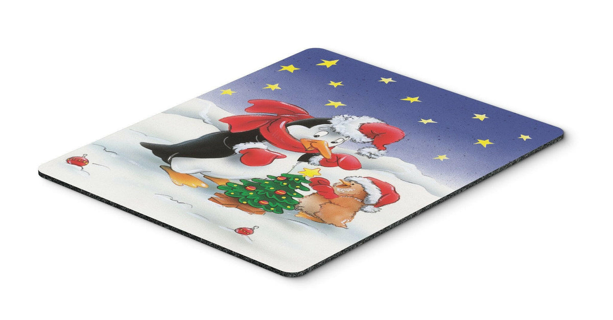 Penguin and Robin with Christmas Tree Mouse Pad, Hot Pad or Trivet AAH7203MP by Caroline&#39;s Treasures